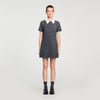 Lenora Short Pleated Dress With Rhinestones Grey / Brown