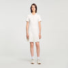 Short Knit Dress With Polo Neck Ecru