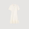 Short Knit Dress With Polo Neck Ecru
