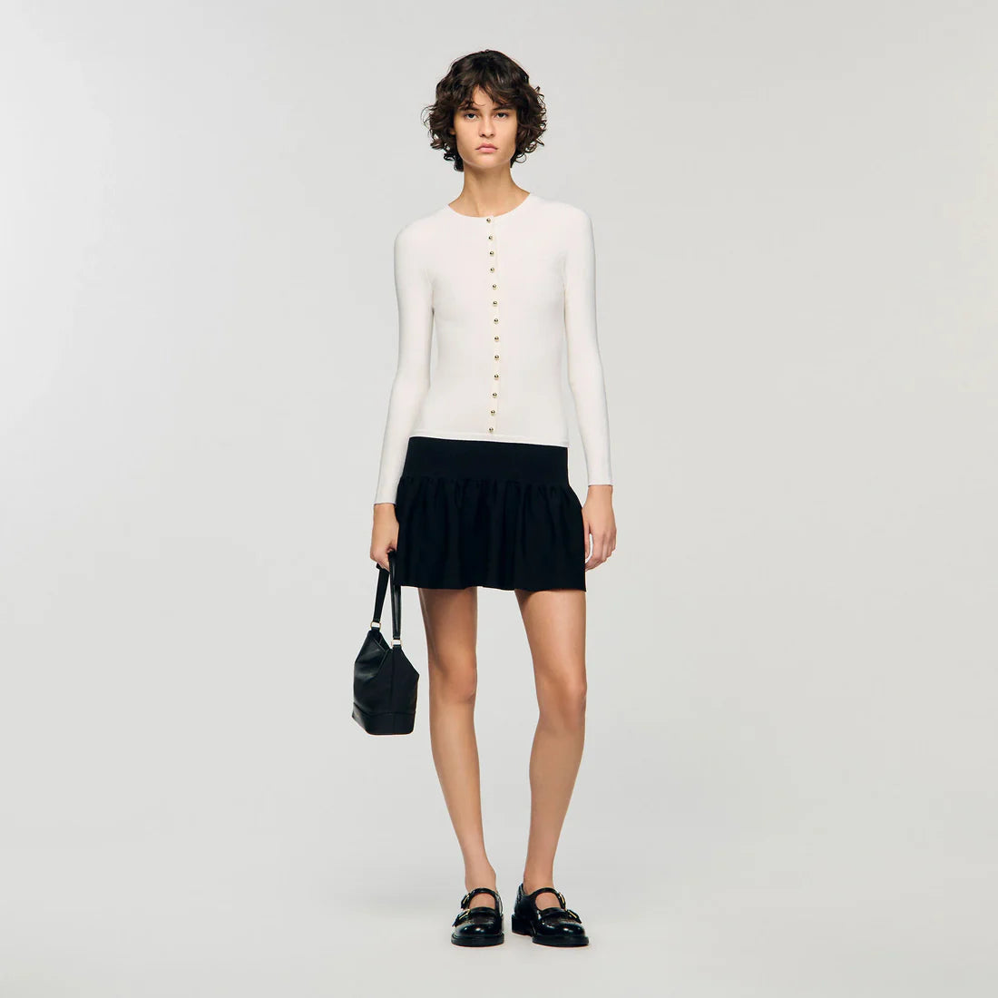 Maelya Cropped Two-Tone Dress Ecru / Black