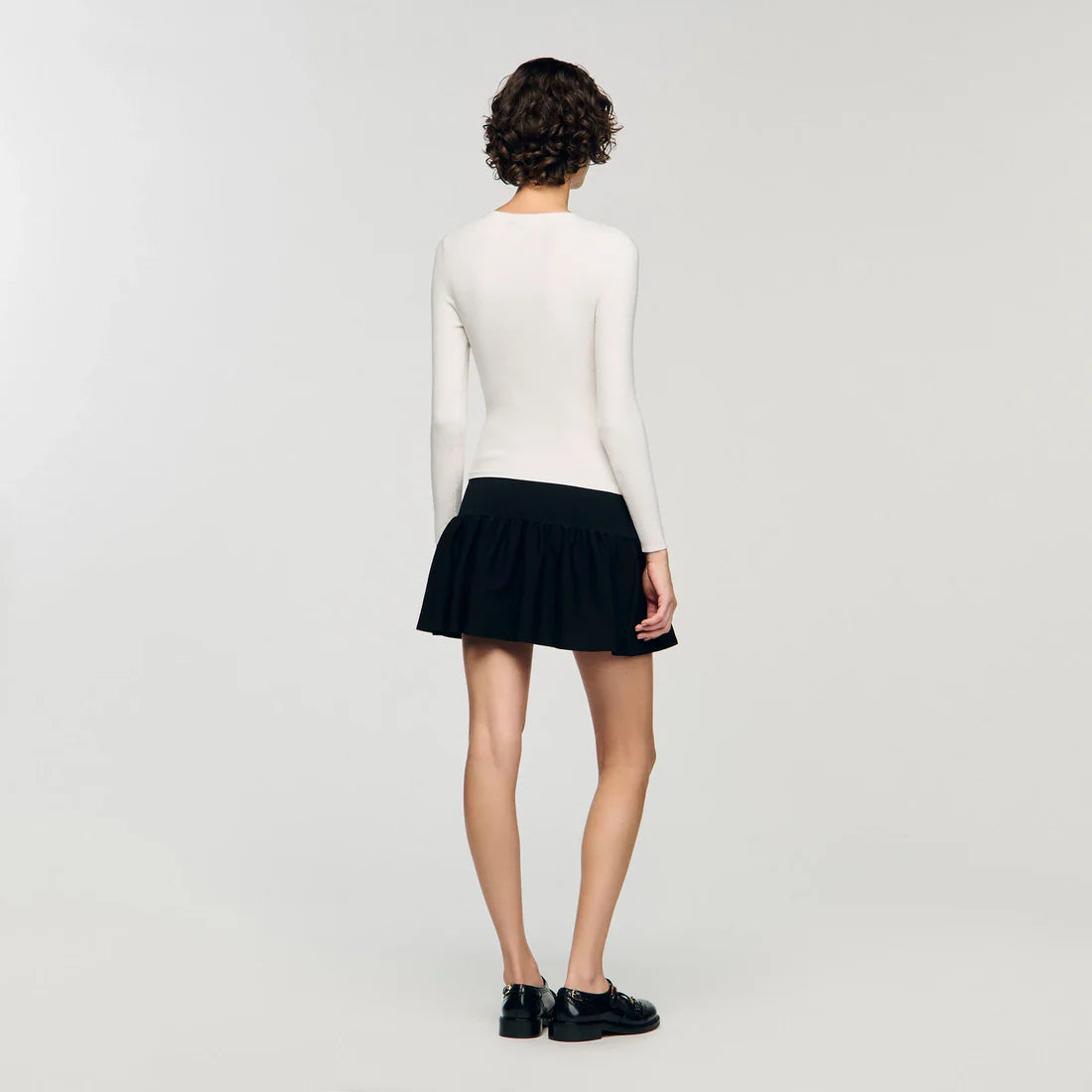 Maelya Cropped Two-Tone Dress Ecru / Black