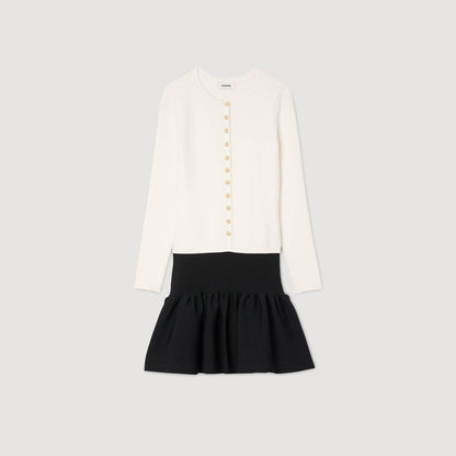 Maelya Cropped Two-Tone Dress Ecru / Black