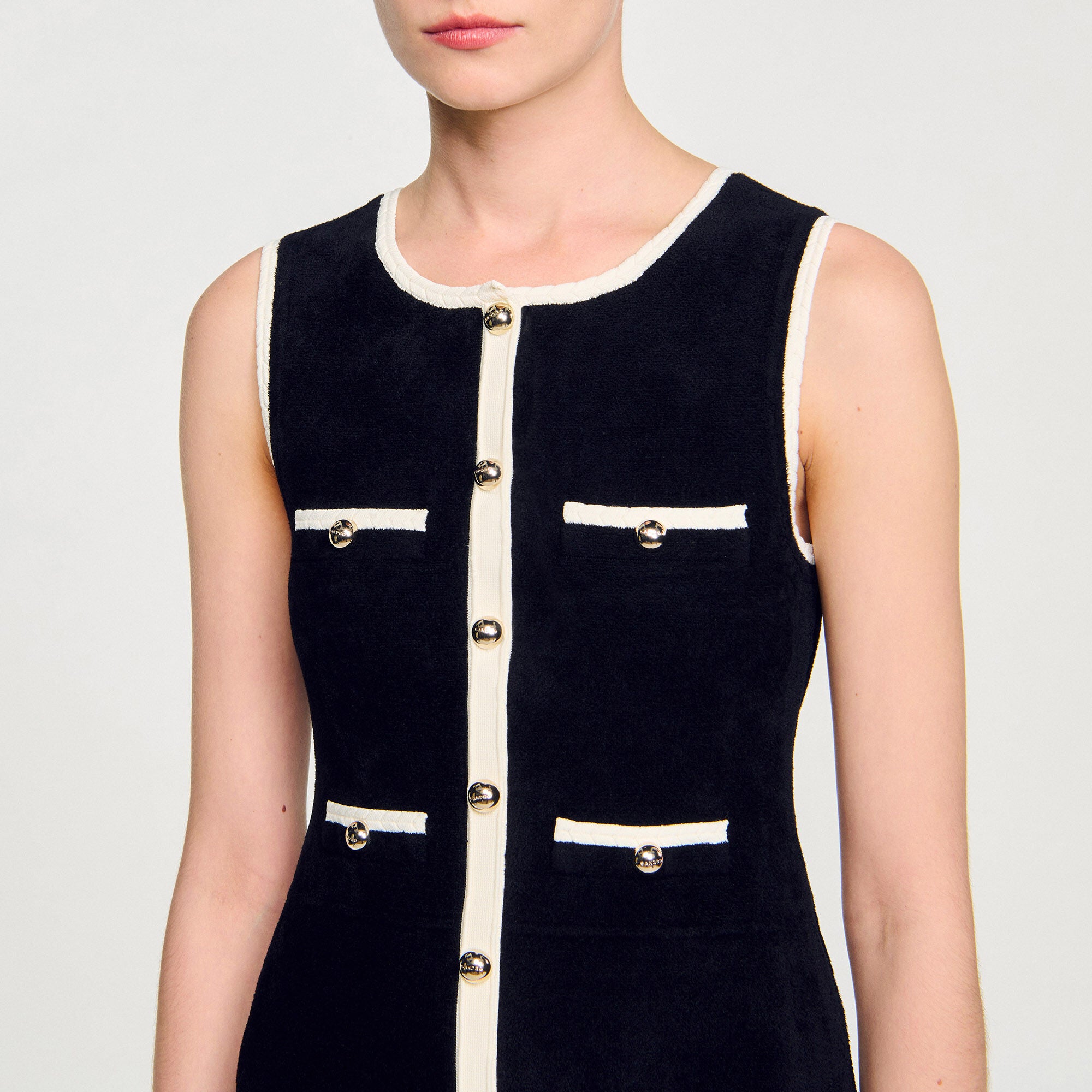 Fiorella Short Velvet Knit Dress Black