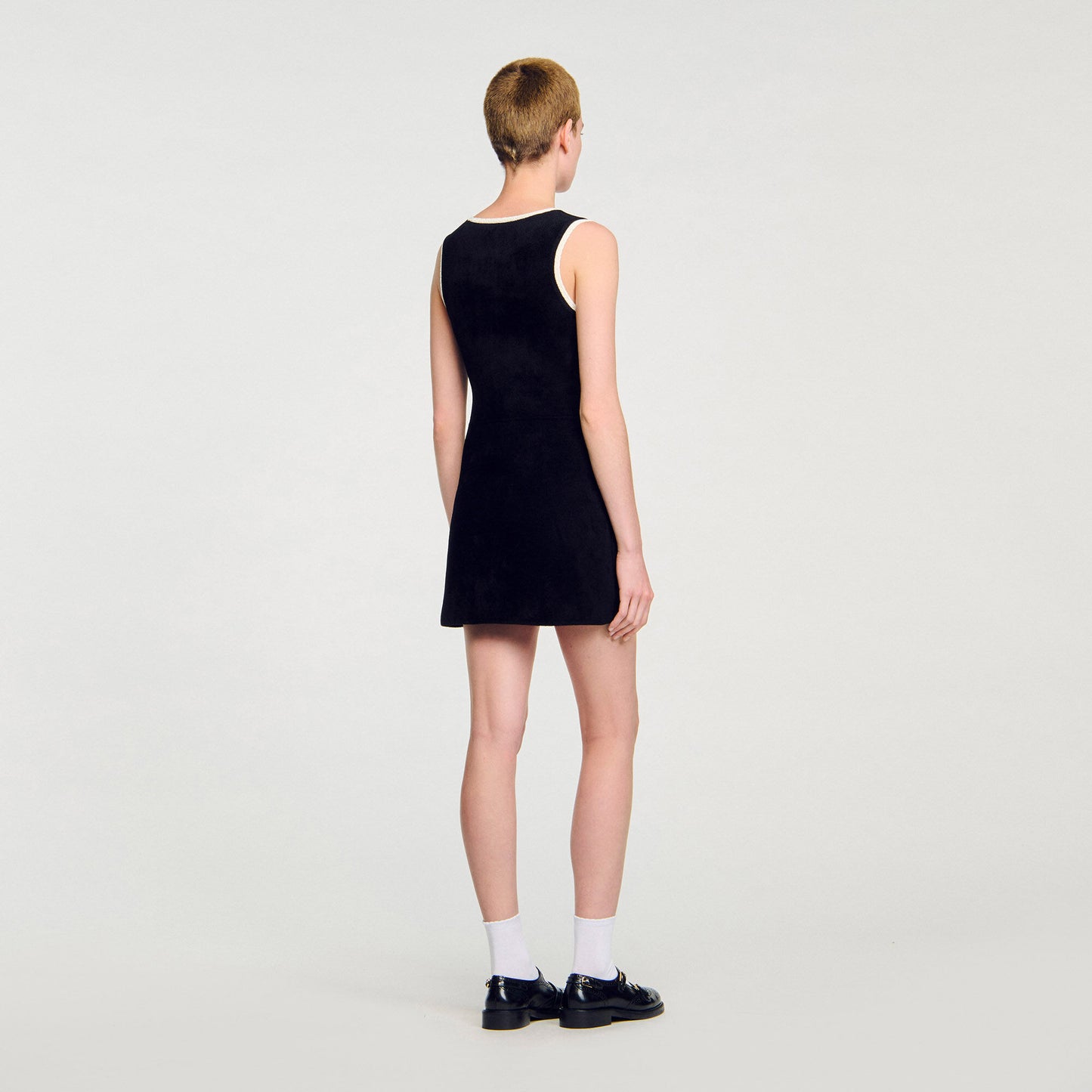 Fiorella Short Velvet Knit Dress Black