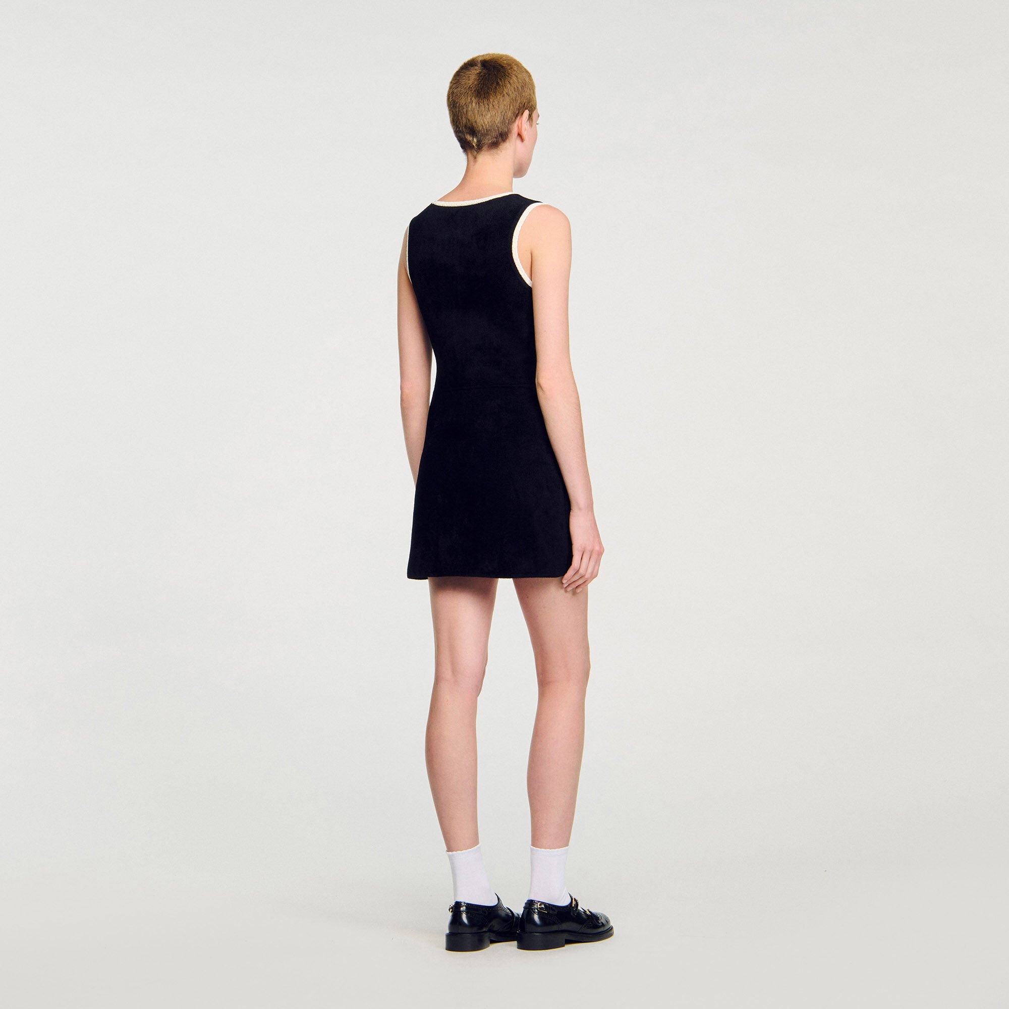 Fiorella Short Velvet Knit Dress Black