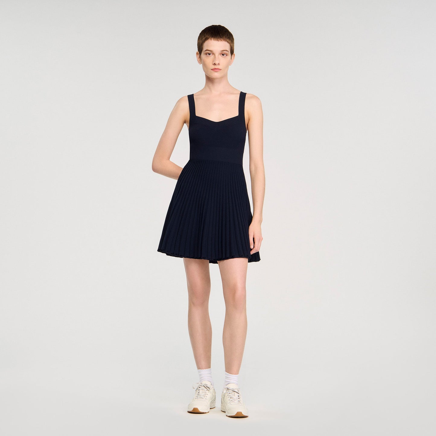 Magdaleine Short Knit Dress Navy Blue