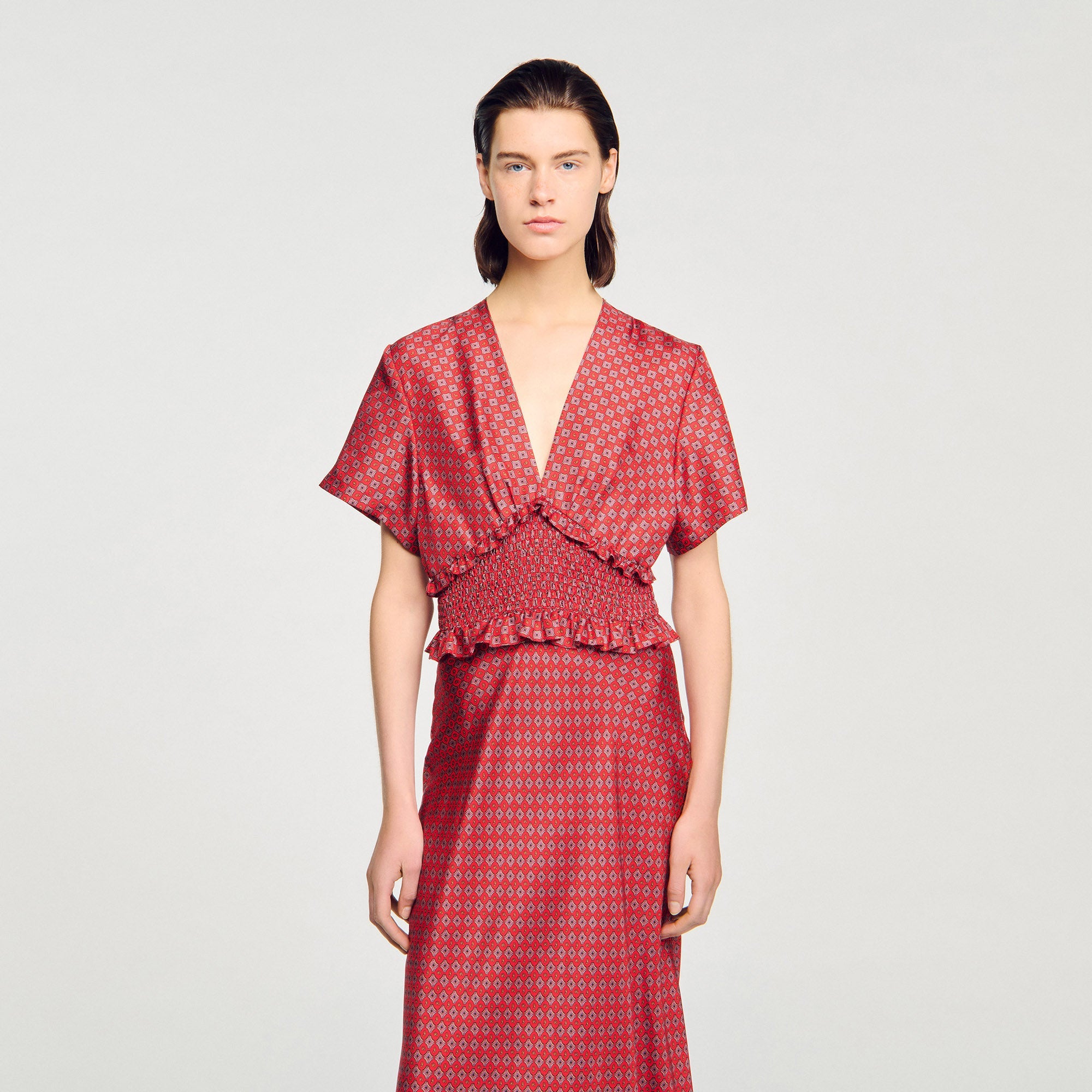 Laurana Scarf Print Maxi Dress Red / Pink