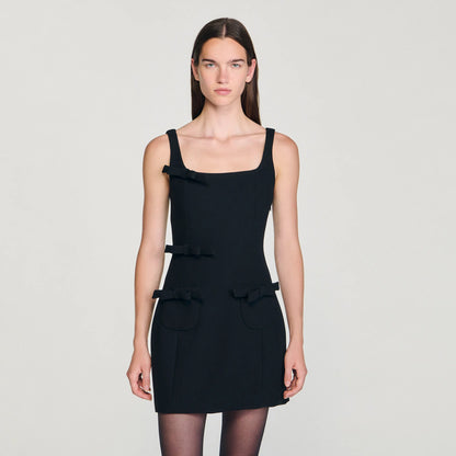 Alessia Short Dress With Bows Black