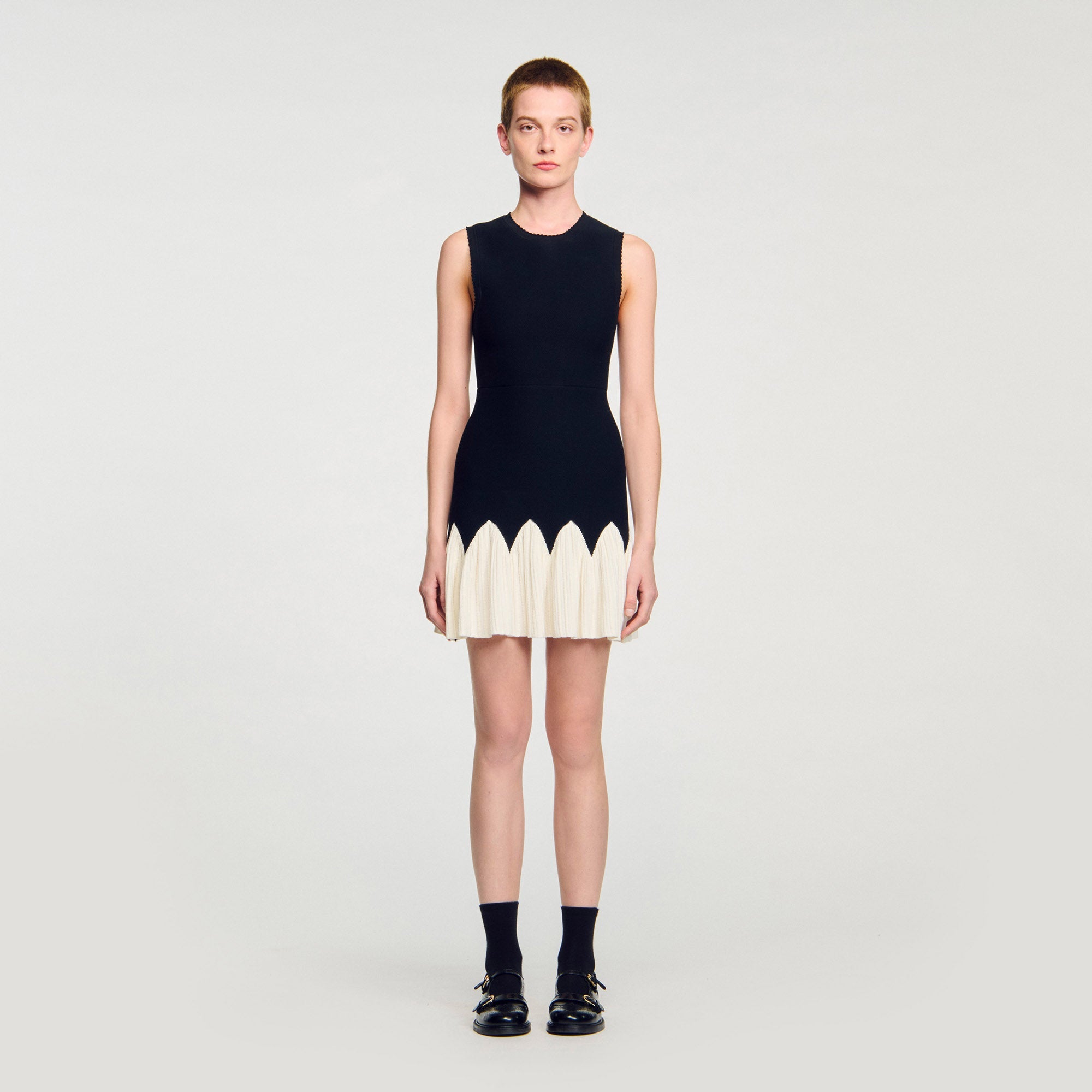 Cassie Two-Tone Short Knit Dress Black / Ecru Cassie Two-Tone Short Knit Dress Black / Ecru