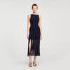 Aphrodite Fringed Knit Maxi Dress Black
