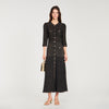 Ramia Pointelle Knit Midi Dress Black