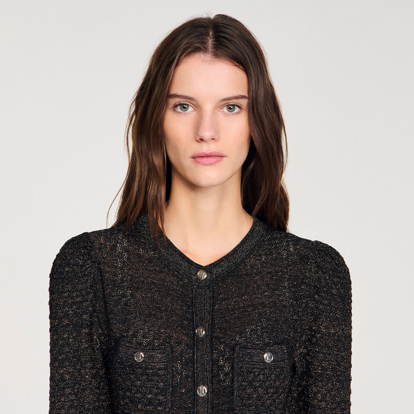 Ramia Pointelle Knit Midi Dress Black