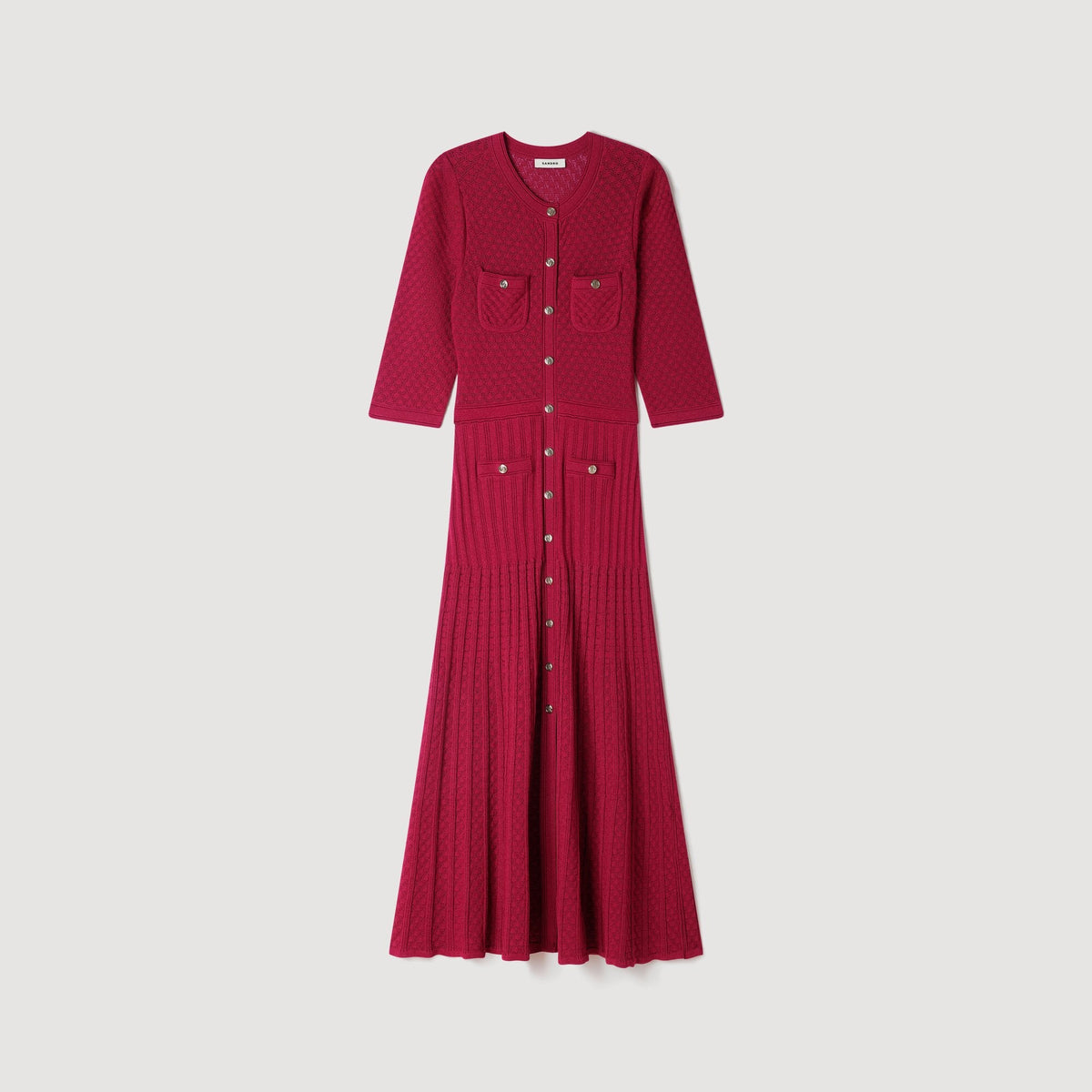 Ramia Pointelle knit midi dress Bordeaux