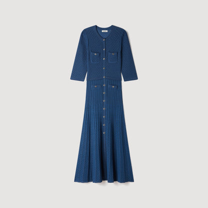 Ramia Pointelle knit midi dress Blue