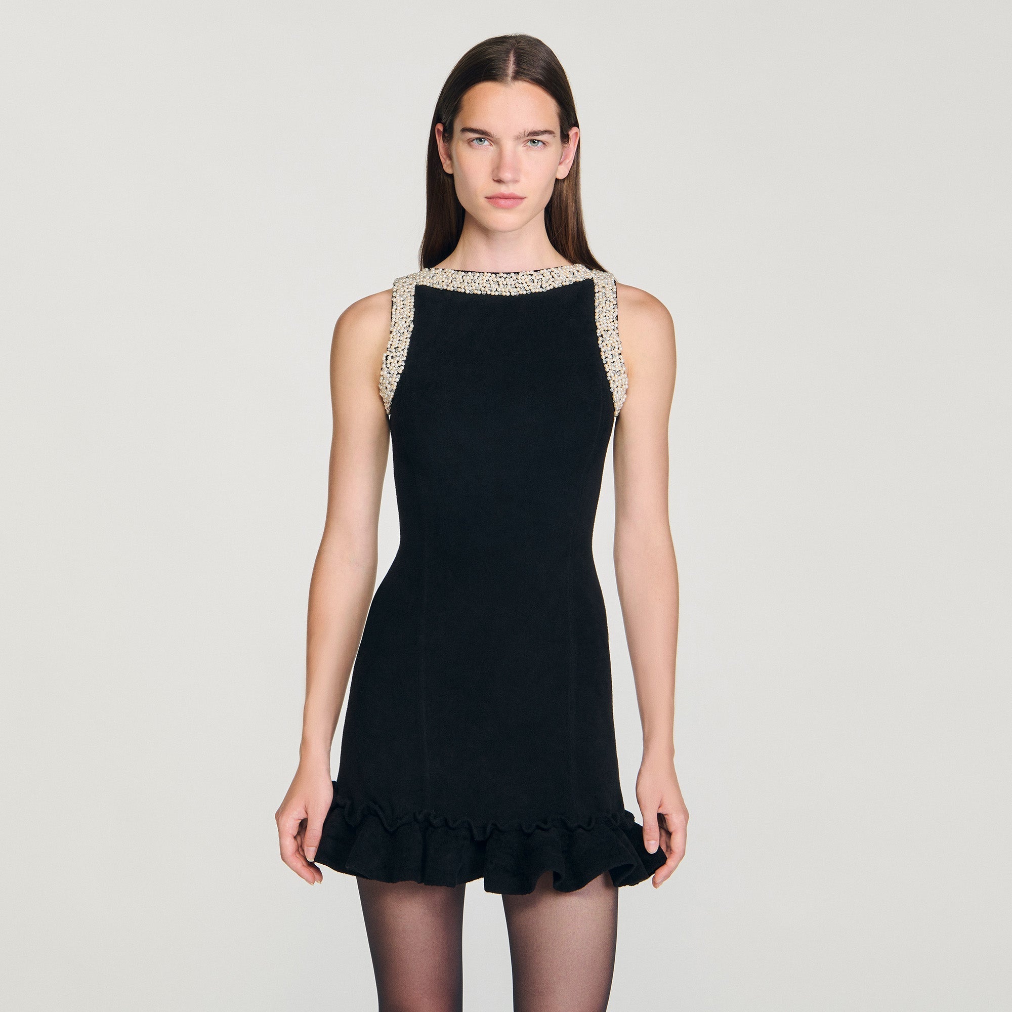 Divina Short Beaded Dress Black