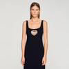 Sienna Rhinestone Heart Maxi Dress Black