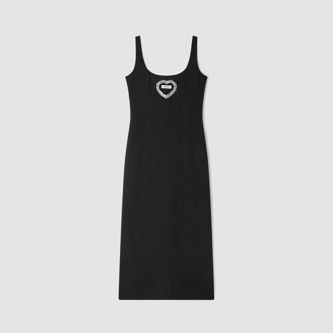 Sienna Rhinestone Heart Maxi Dress Black