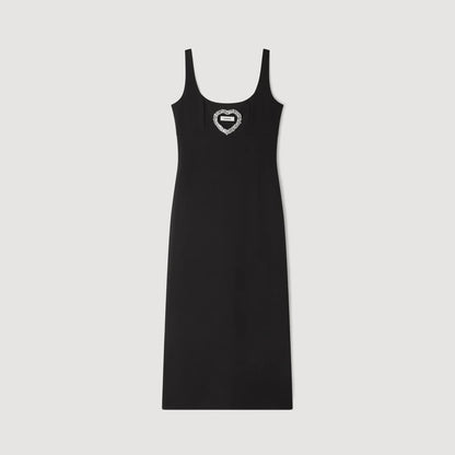 Sienna Rhinestone Heart Maxi Dress Black