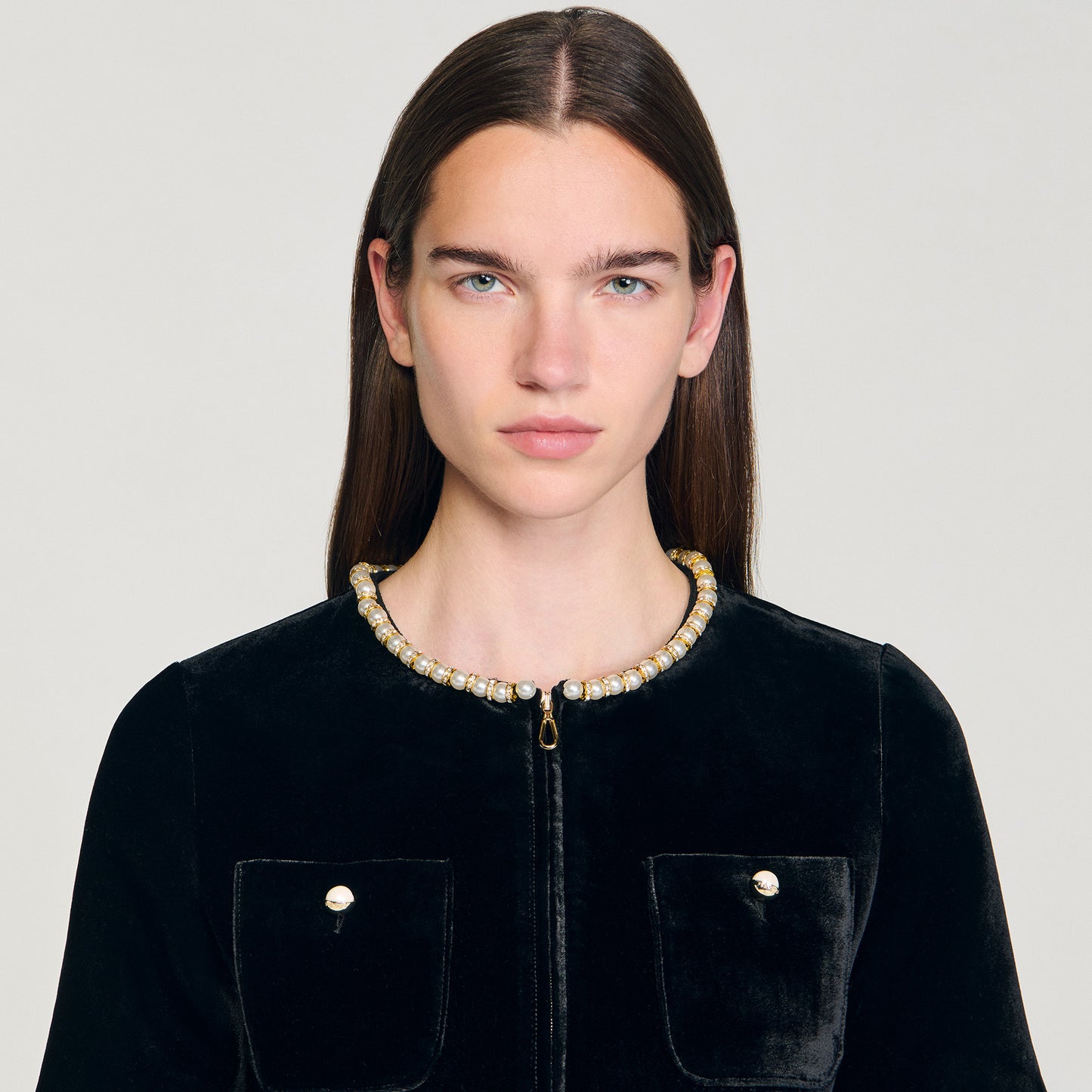 Isadora Short Velvet Dress Black