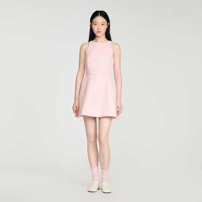 Demirose Sequin Tweed Short Dress Pink