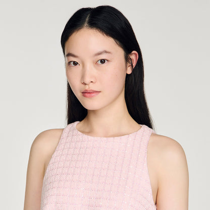 Demirose Sequin Tweed Short Dress Pink
