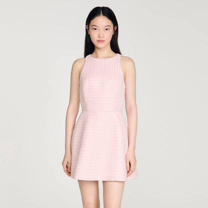 Demirose Sequin Tweed Short Dress Pink