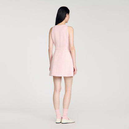 Demirose Sequin Tweed Short Dress Pink