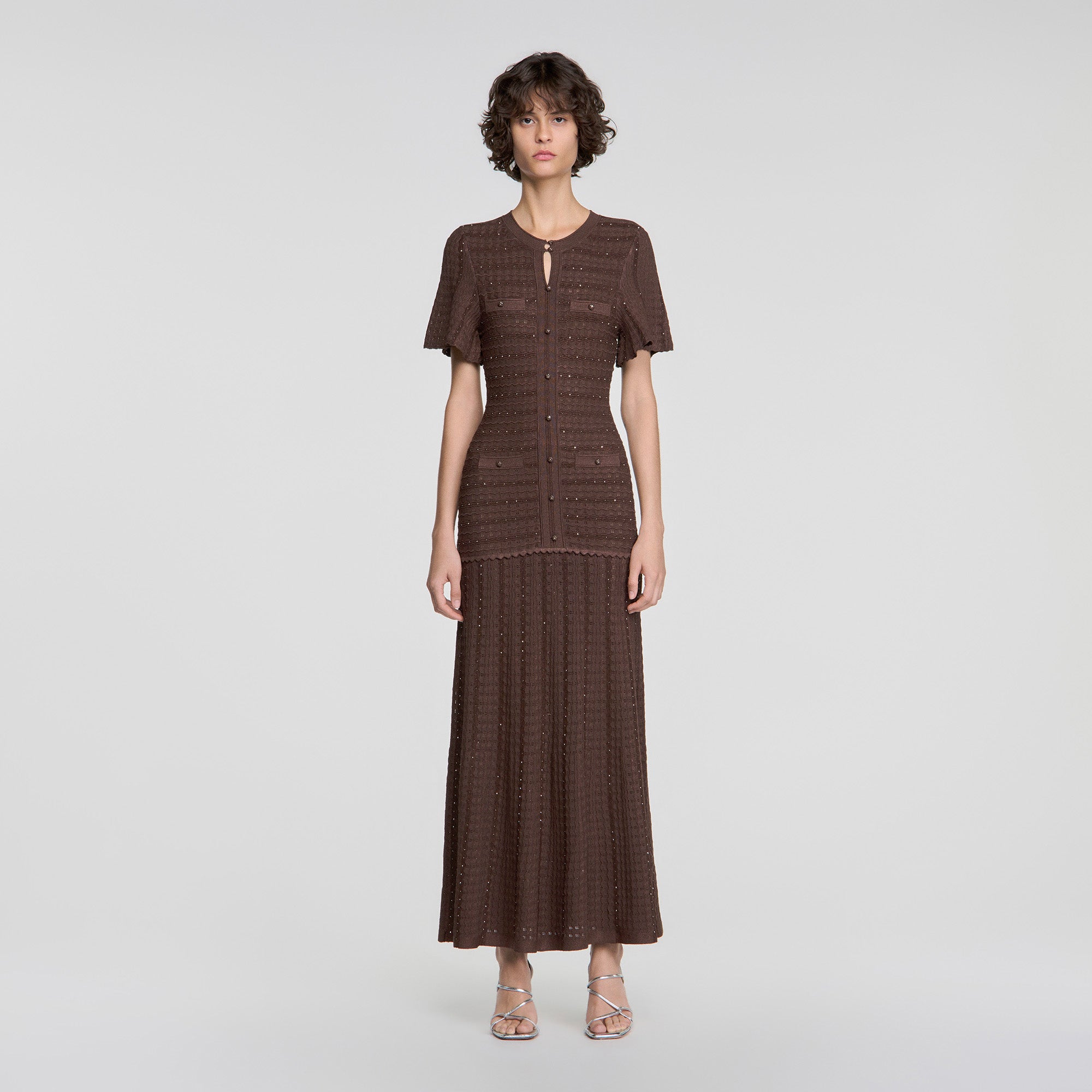 Diane Rhinestone knit maxi dress Brown Diane Rhinestone knit maxi dress Brown
