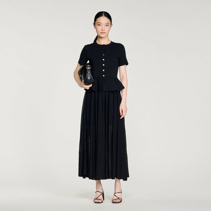 Judith Peplum Knit Maxi Dress Black