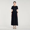 Judith Peplum Knit Maxi Dress Black