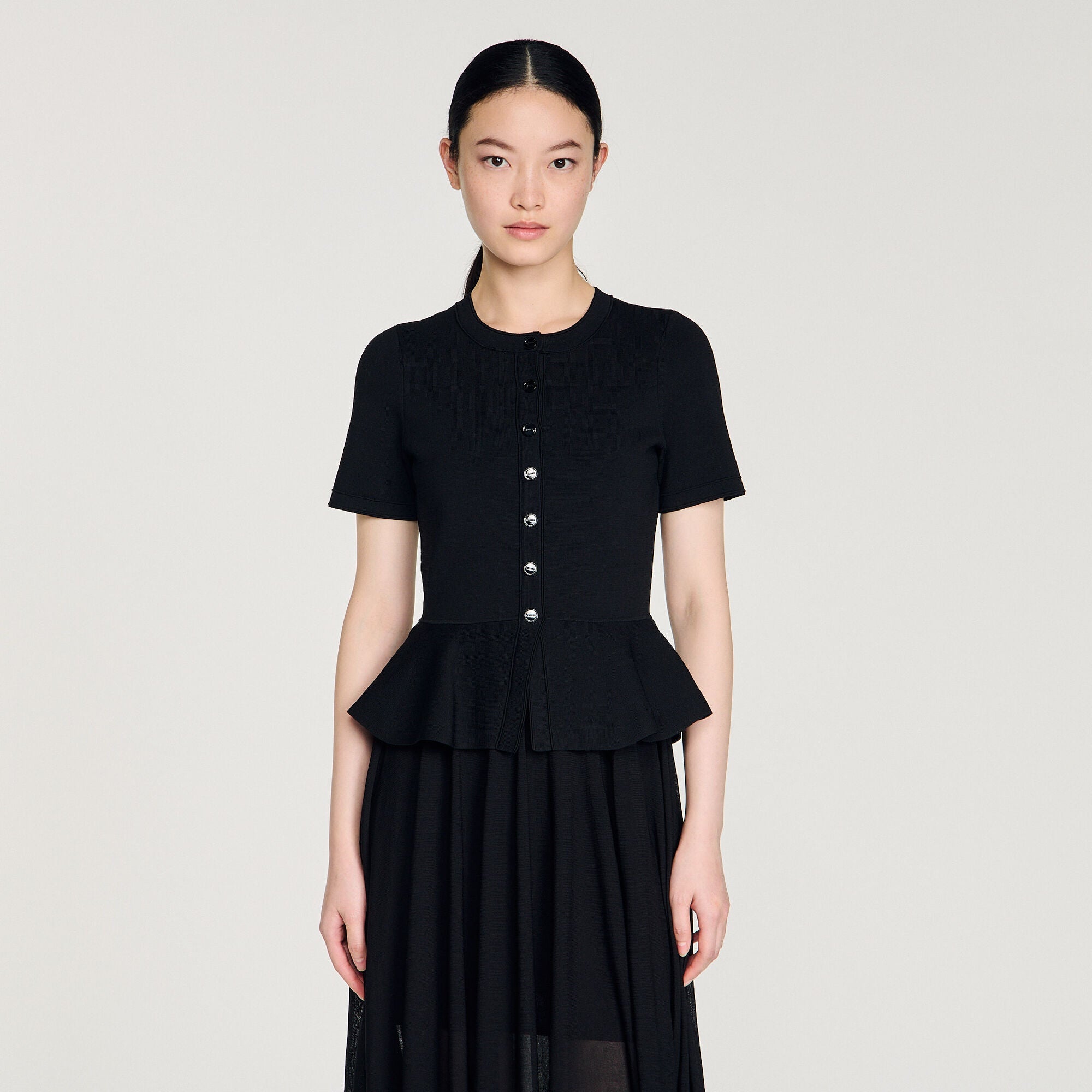 Judith Peplum Knit Maxi Dress Black