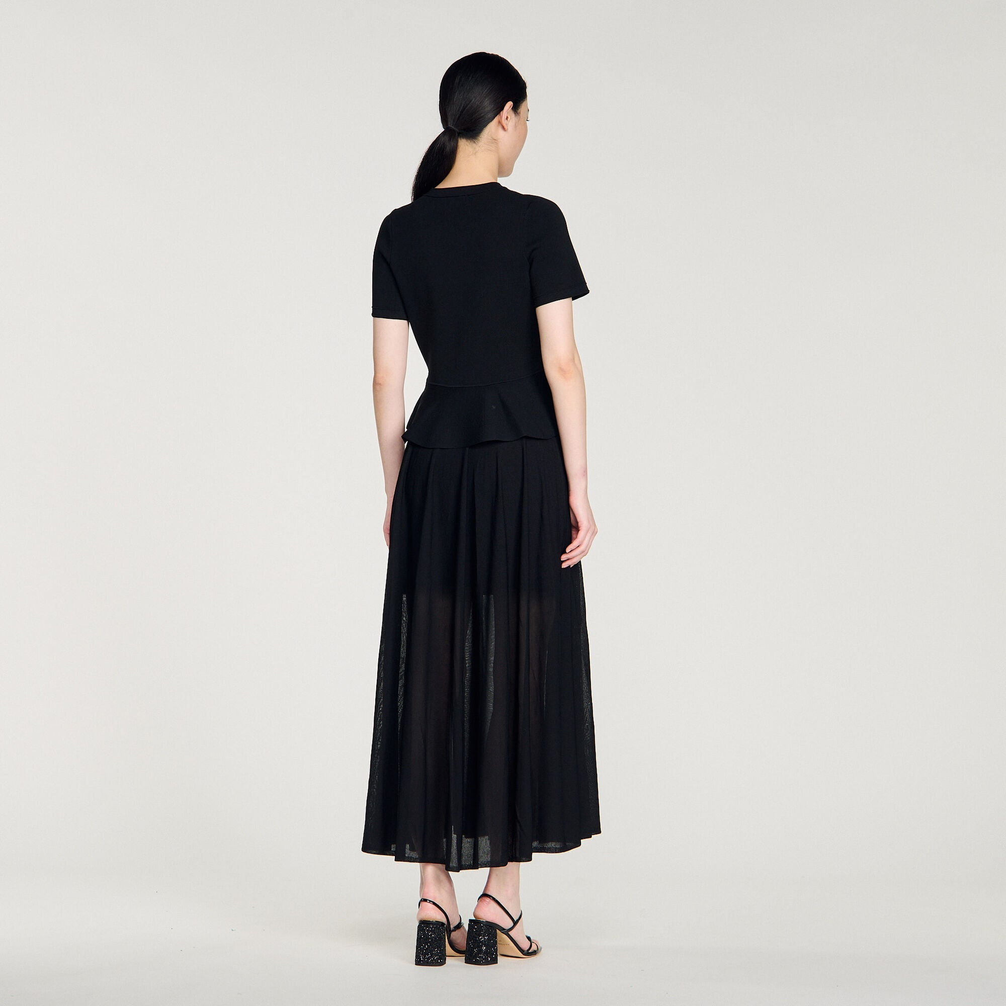 Judith Peplum Knit Maxi Dress Black