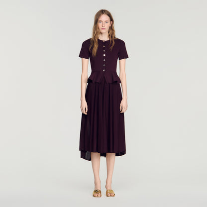 Judith Knit maxi dress with peplum Bordeaux