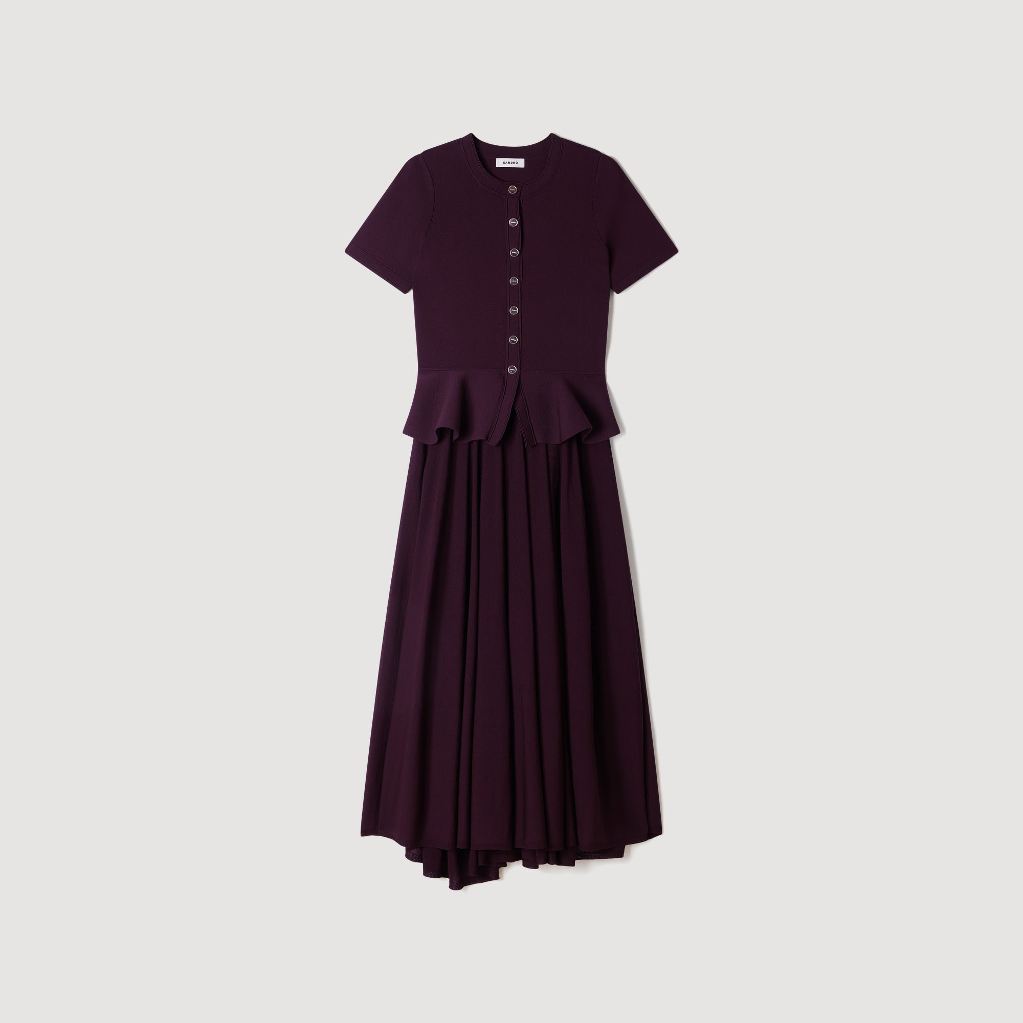 Judith Knit maxi dress with peplum Bordeaux