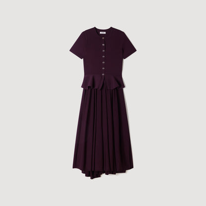 Judith Knit maxi dress with peplum Bordeaux