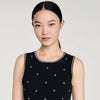 Theodora Rhinestone Flower Print Maxi Dress Black