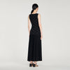 Theodora Rhinestone Flower Print Maxi Dress Black