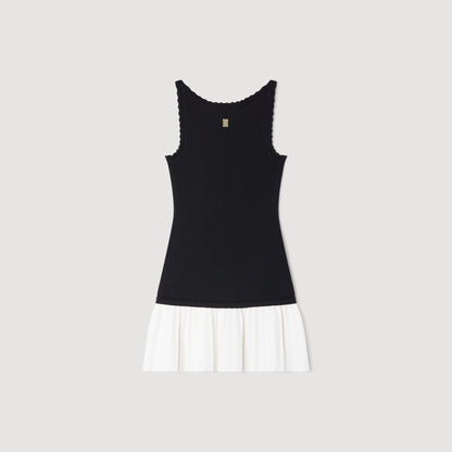 Mendy Two-Tone Short Dress BLACK