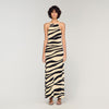 Zebraza Zebra Print Knit Maxi Dress Ecru / Black