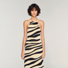 Zebraza Zebra Print Knit Maxi Dress Ecru / Black