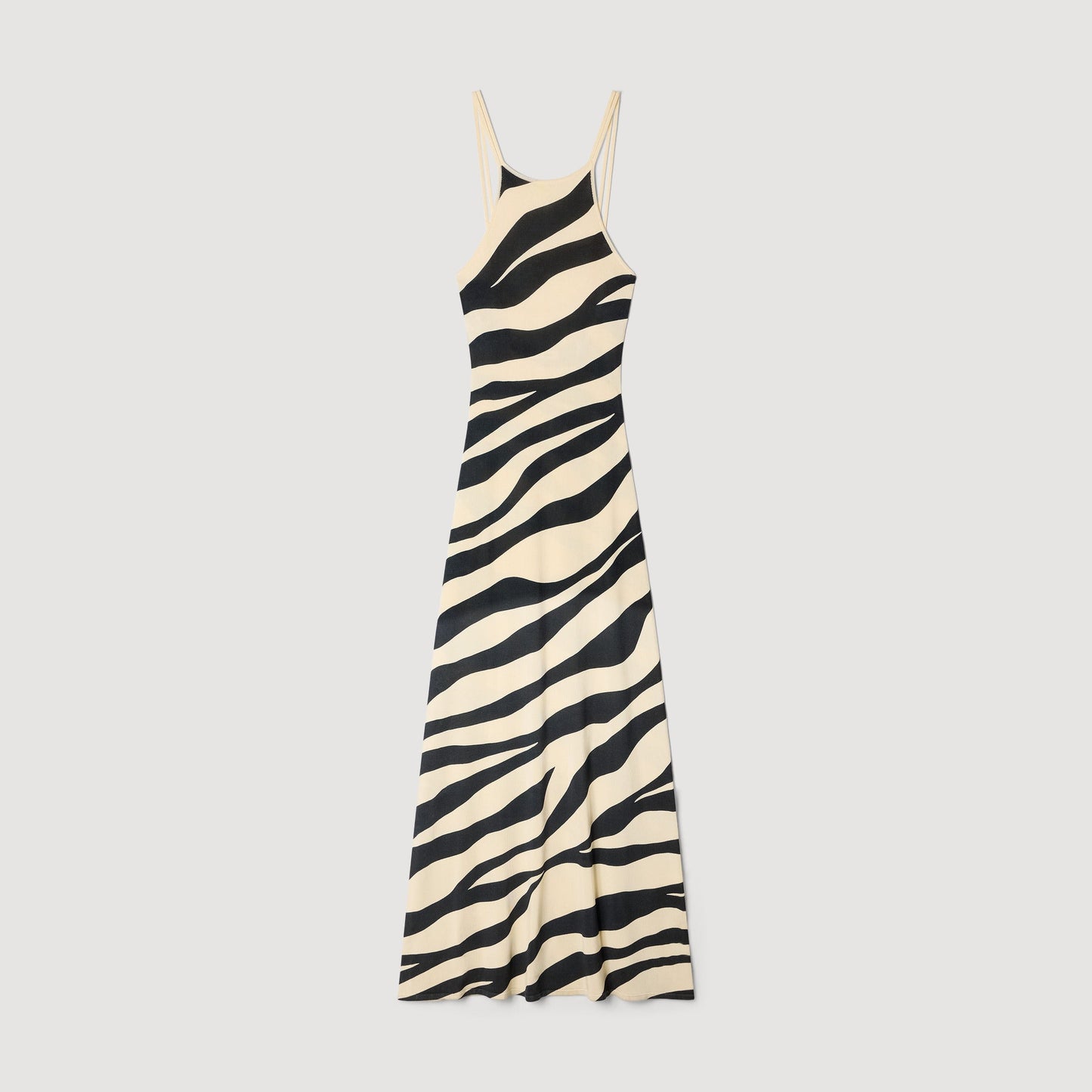 Zebraza Zebra Print Knit Maxi Dress Ecru / Black