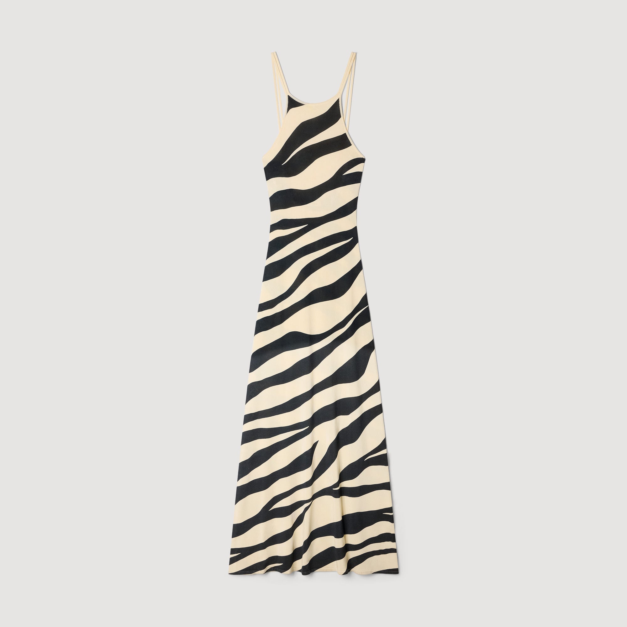 Zebraza Zebra Print Knit Maxi Dress Ecru / Black