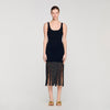 Amelia Fringed Knit Maxi Dress Black