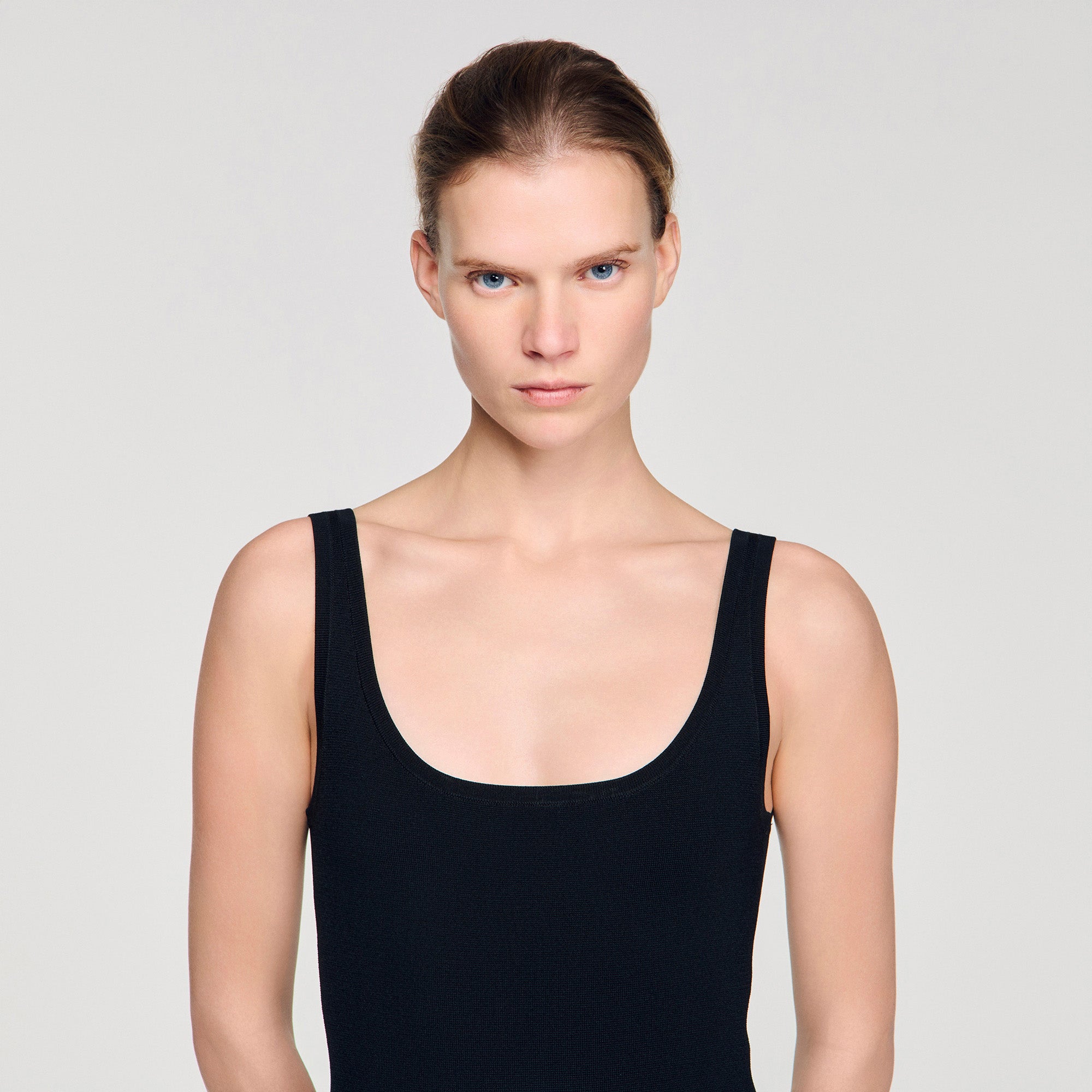 Amelia Fringed Knit Maxi Dress Black