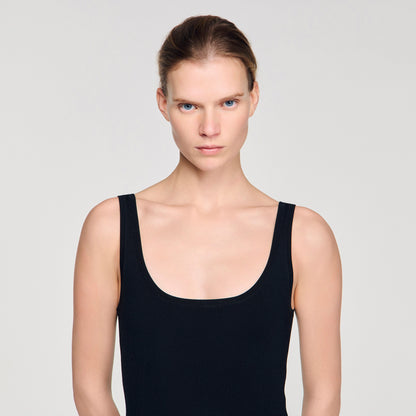 Amelia Fringed Knit Maxi Dress Black