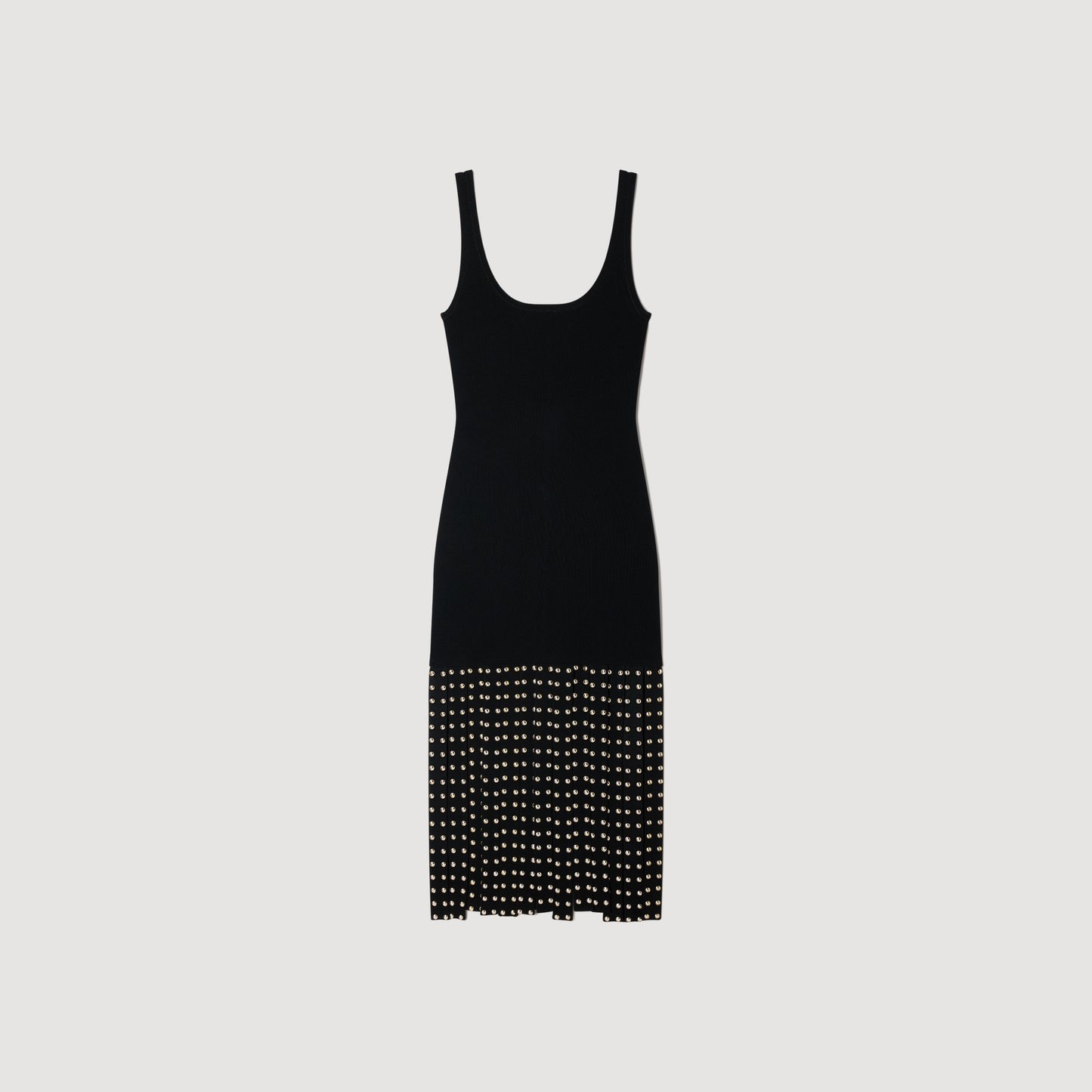 Amelia Fringed Knit Maxi Dress Black