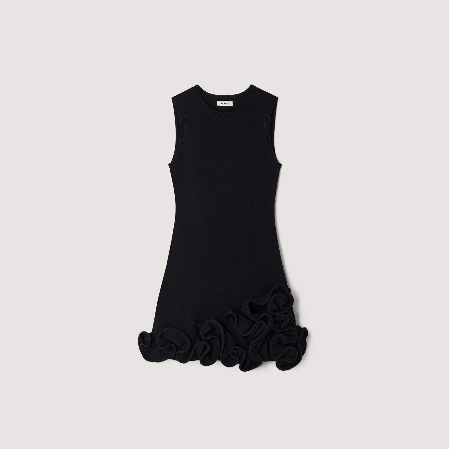 Chloe Floral Knit Short Dress Black
