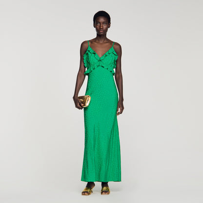 Calypsane Maxi Dress With Straps GREEN