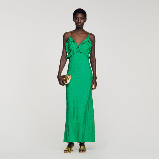 Calypsane Maxi Dress With Straps GREEN