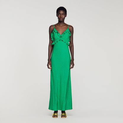 Calypsane Maxi Dress With Straps GREEN
